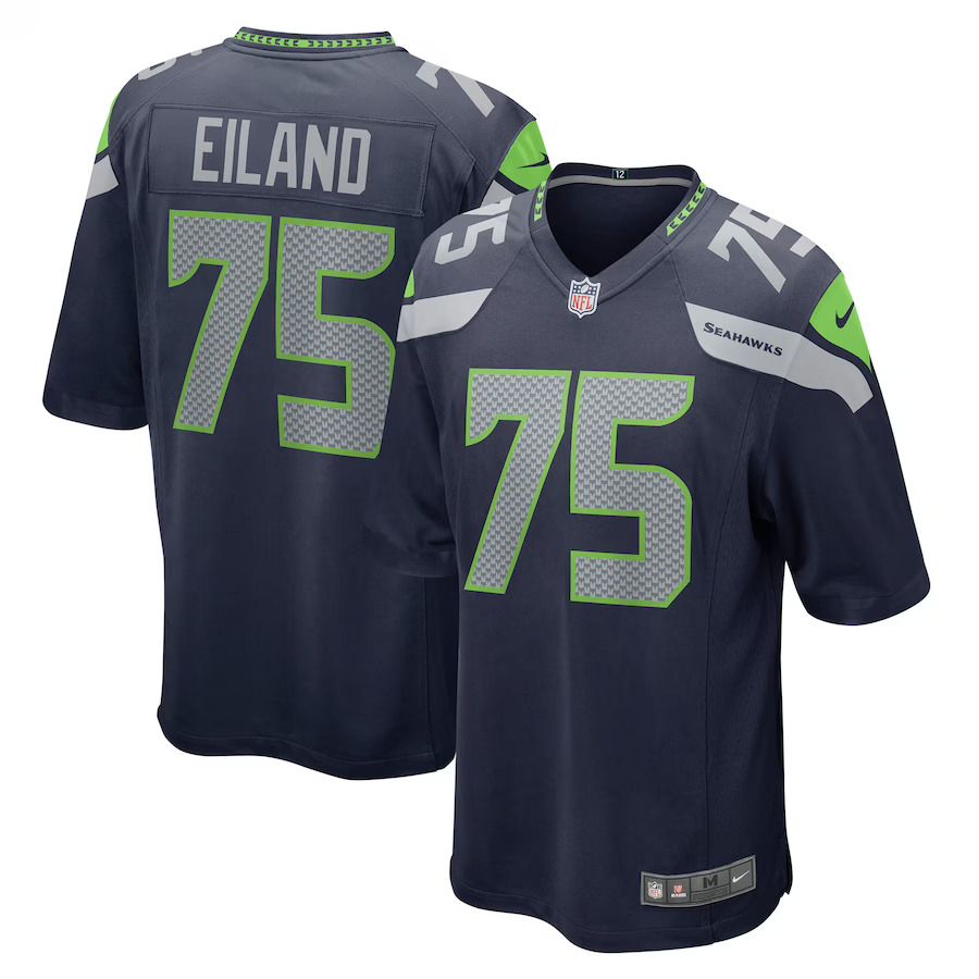 Men Seattle Seahawks #75 Greg Eiland Nike College Navy Game NFL Jersey